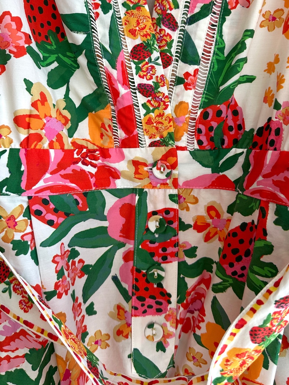Farm Rio Flowerful Sketch Romper, Size XL, Summer Strawberry Print - Picture 12 of 16